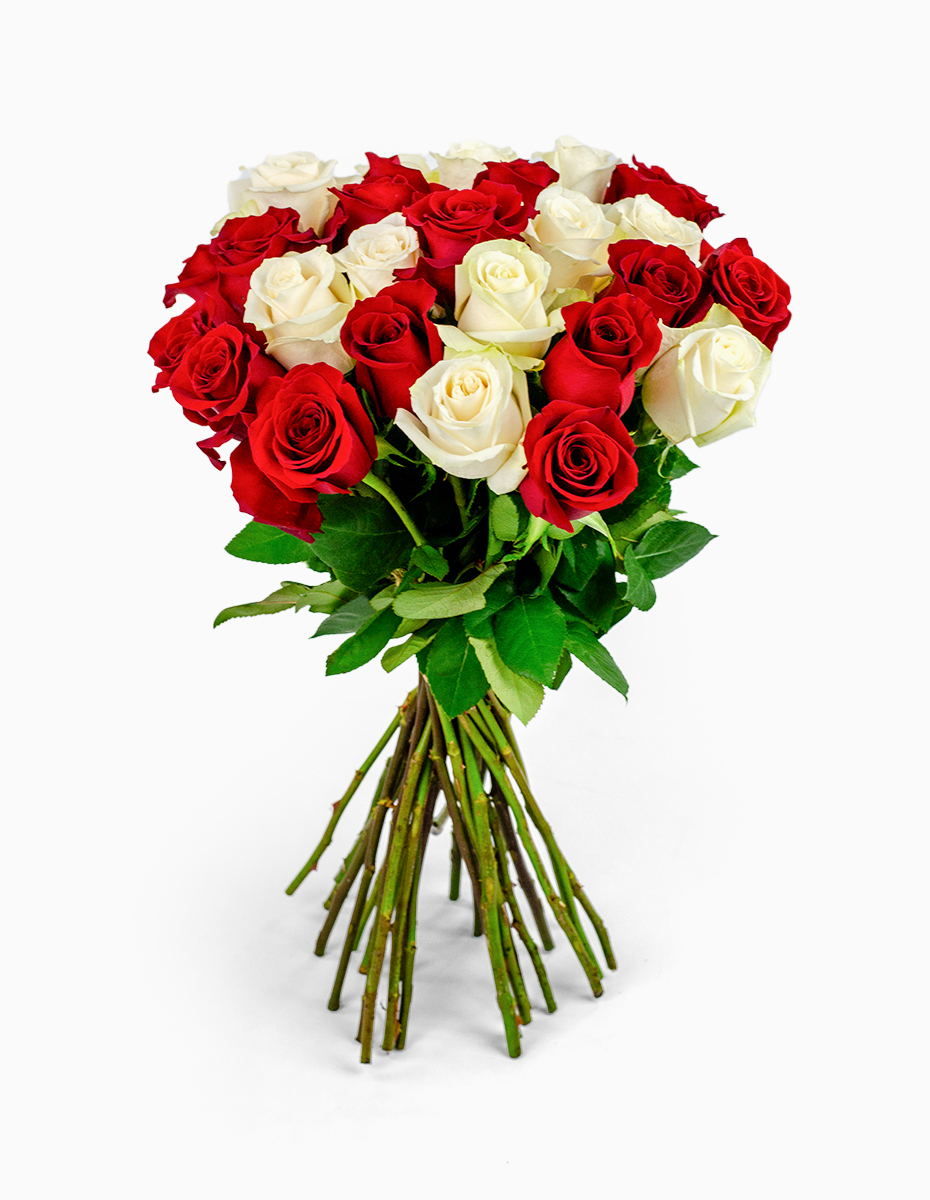 Ramo de Rosas Vermelhas e Rosas Brancas À La Carte